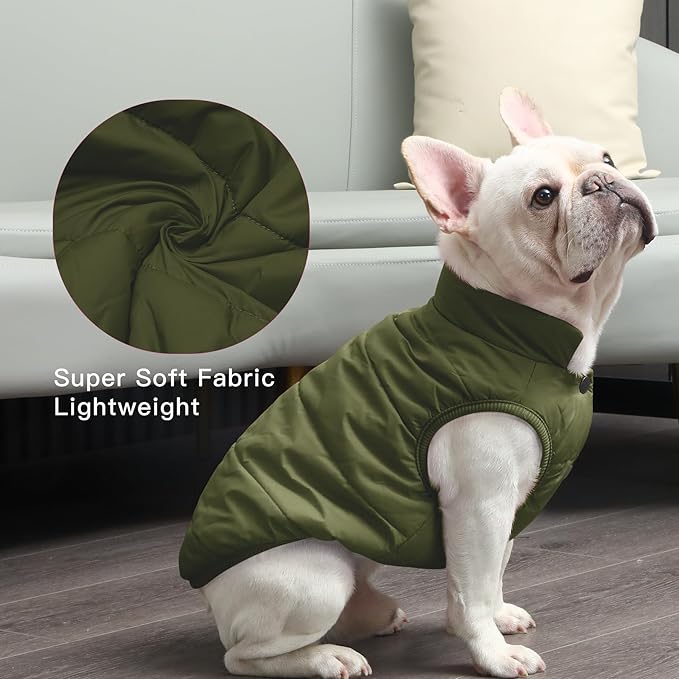 JoyDaog 2 Layers Fleece Lined Warm Dog Jacket for Winter Cold Weather,Soft Windproof Large Dog Coat,Green XXXL