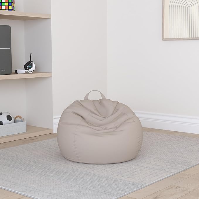LPMOERA Stuffed Animal Storage Bean Bag Chair Cover (No Filler) For Kids and Adults.Pets Dogs/Cats Lazy Beds.Soft Stuffable Bean Bag For Organizing Children Plush Toys or Memory Foam Cream White S
