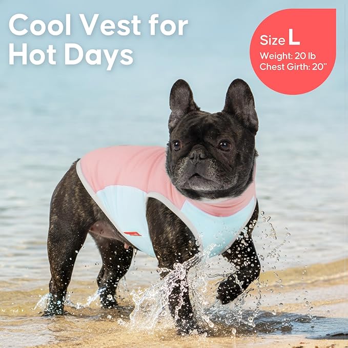 KYEESE Dog Cooling Vest, Breathable Dog T Shirt for Small Dogs Girl, Soft Sun Protection Reflective Tank Top with Cooling Insert Pad, Lightweight Sleeveless Summer Puppy Clothes, Pink, S