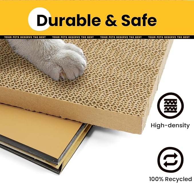 Conlun Cardboard Cat House with Scratch Pad & Catnip, Cat Play Scratching House for Indoor Hideaway Furniture, Heavy Duty Sturdy Cardboard Scratcher, Easy to Assemble Birthday Gift, Medium
