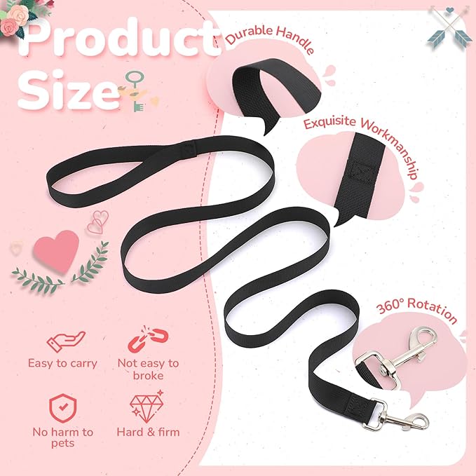 Gilprop 4 Pcs Formal Dog Outfit Dog Tuxedo Sets with Bowtie Wedding Dogs Bandana Collar with Nylon Leash Wedding Outfit Suit Adjustable Pet Party Costumes for Birthday(Black,Pink,Large:21"-24.5")