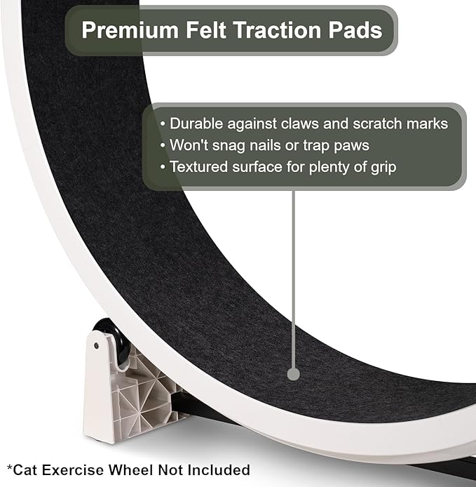 One Fast Cat - Replacement Traction Pads for One Fast Cat Exercise Wheels Gen 6 & 7 (Set of 8 Pads) - Durable, Self-Adhesive & Nontoxic - Black Felt
