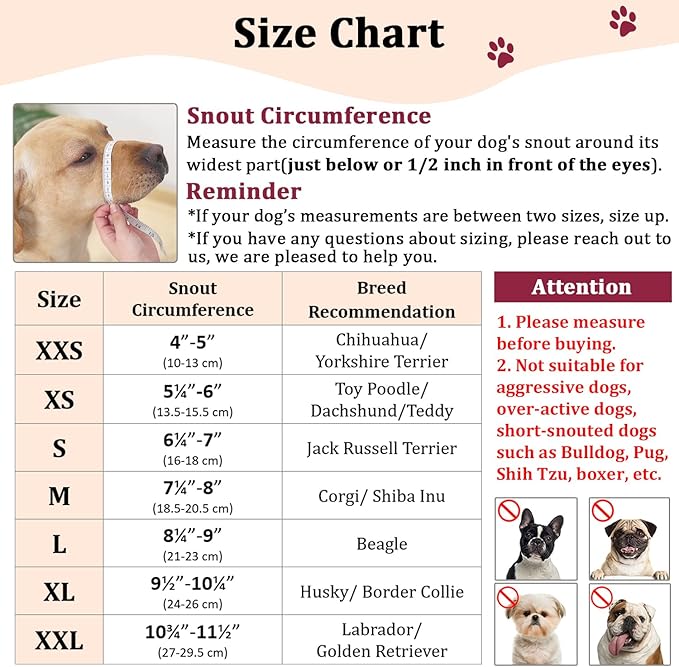 Mayerzon Dog Muzzle, Soft Mesh Muzzles for Small Medium Large Dogs Chihuahua Poodle Husky Labrador Retriever, Breathable Dog Mouth Guard for Biting Chewing Grooming, Allow Panting Drinking (S, Black)