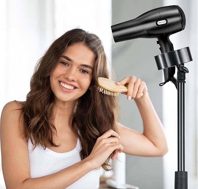 INNOLIFE Hands Free Hair Dryer Stand Holder with Adjustable Mount for Blow Dryer - Portable Standing Hair Dryer Stand for Bathroom Vanity, Home Use