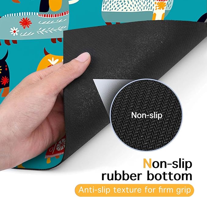 HOMETITUTE Dachshund Dog Design 24x16 inch Non Slip Dog Food Mat Pet Bowl Placemat for Food and Water Small Dog Bowl Mats Cat Food Mat Easy to Clean Feeding Mats for Small Pets Cute