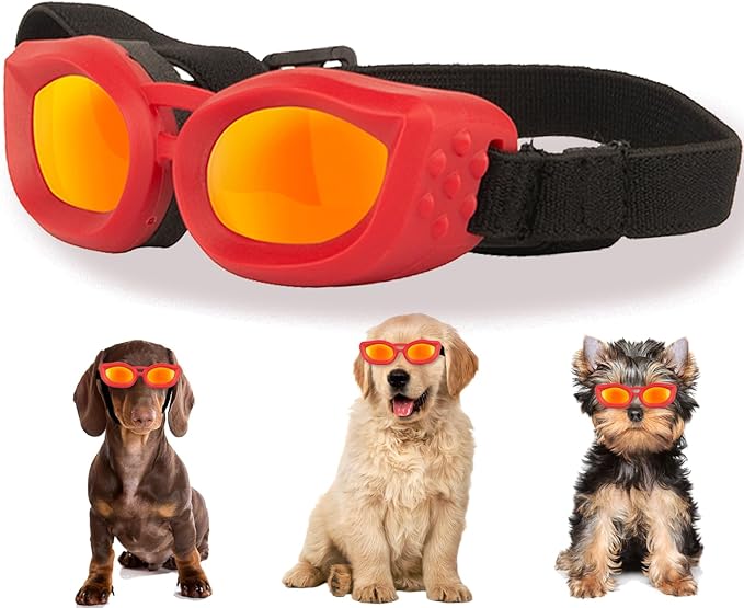 Dog Goggles Small Breed, UV/Wind/Dust/Fog Protection Pet Sunglasses with Adjustable Strap,Outdoor Dog Sunglasses for Small Dogs,Easy Wear