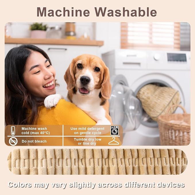 Soft Front Seat Dog Cover, Waterproof Dog Car Seat Protector with Side Flaps, Non-Slip Fluffy Flannel with Full Protection for Pets on Captain Seat in Cars SUVs Trucks (Tan, Standard Front)