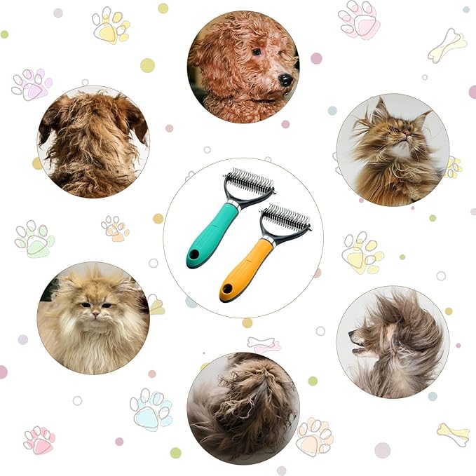 Deshedding Dog Brush for Shedding, 2026 New Multifunctional Double-Sided Pet Grooming Comb Tool, Undercoat Rake Pet Brush for Long Haired for Dogs & Cats (Orange)