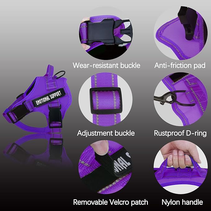 voopet Service Dog Harness, Emotional Support Pet Vest Harness, Reflective Breathable and Adjustable No-Pull ESA Dog Harness for Small Medium Large Dogs (with 4 PCS Removeable Tags)X-Large (Pack of 1)