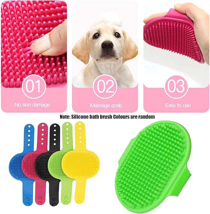 Adjustable Multifunctional Anti-Bite Shower Net, Cat Grooming Mesh Bag, Cat Bath Brush and Pet Finger Toothbrush (B-Green)