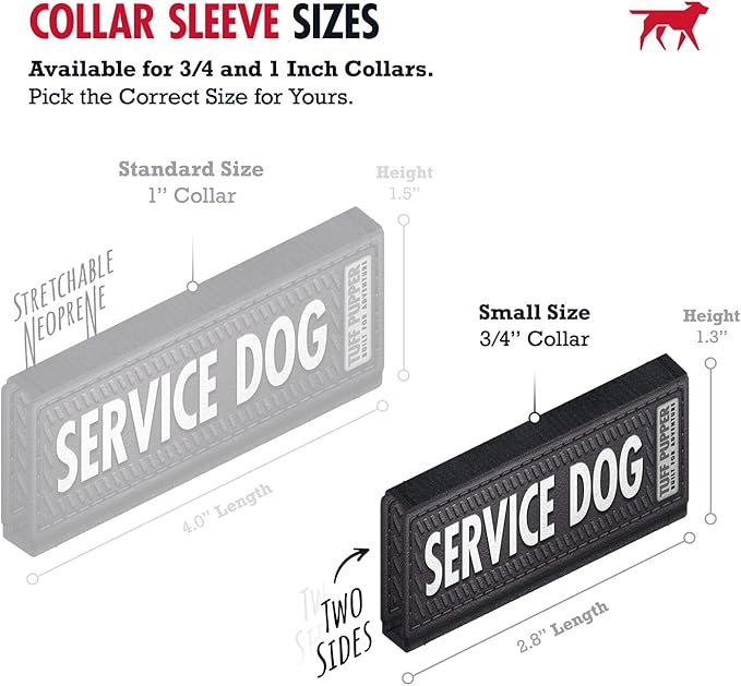 Tuff Pupper 2-Pack Waterproof Collar Sleeves | Fits Any 3/4 Inch Wide Dog Collar | Dual Sided Message | Durable Silicone & Neoprene | Odor & Stink Proof | Easy Slide On & Off (Service Dog, Small)