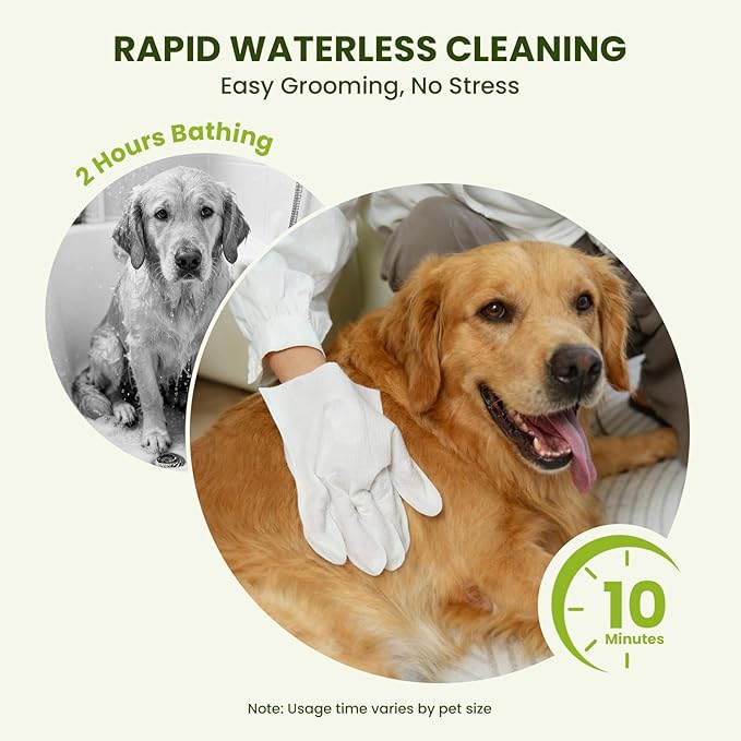 12PCS Hypoallergenic Pet Glove Wipes for Dogs, Cats & Small Animals | No-Rinse Deodorizing Dog Wipes for Paws, Butt, Eyes & Ears | Pet Wipes for Stain & Odor Cleanup Between Baths & Travel