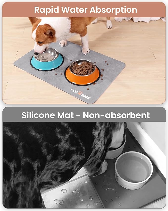 PEISAINOX Cat Dog Food Mat, Rapid Water Absorption Dog Mat for Food and Water,100% Waterproof Cat Dog Bowl Mat, Pet Food Mat for Messy Drinkers to Protect Floors, Pet Accessories Supplies