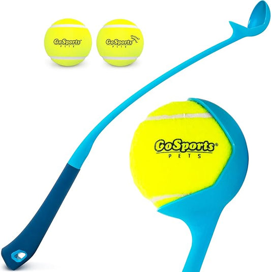 GoSports Pets 24 Inch Dog Ball Launcher - Ergonomic Tennis Ball Thrower for Dogs 20+ lbs - Includes Tosser and (2) 2.5 Inch Balls for Fetch