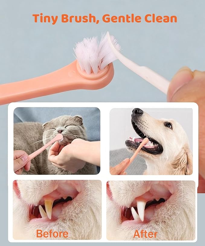 5Pack Ultra Soft Pet Toothbrush for Small Dog & Cat Toothbrush Set with 2 Finger Brushes - Soft Bristles for Gentle Pet Dental Care, Teething & Gingivitis Prevention for Puppies & Kittens
