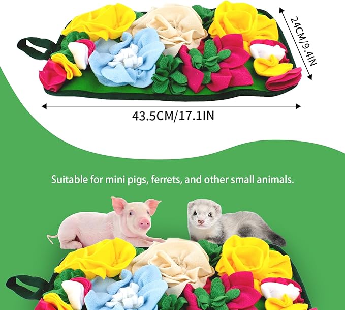 Pig Foraging Mat, Interactive Mini Pigs Enrichment Toys, Treat Mat Toy for Mini Pigs and Farm Puzzle Pad, Hanging Chew Snuffle Pad Bed Enrichment Toy for Pigs to Play with for Pigs