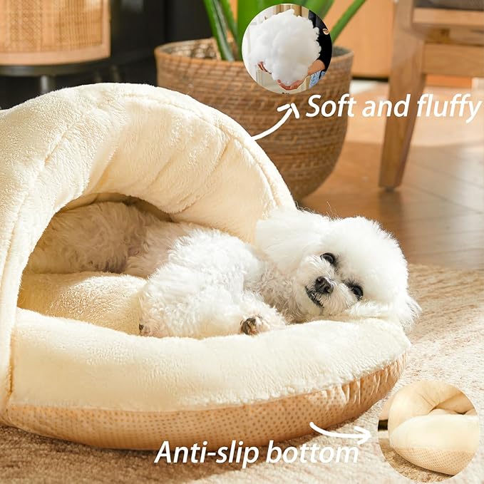 Romaneco Bed for Dog and Cat, Pet Bed, Ultra Soft Cute Plush Slipper Cat Cave Bed, Anti Slip Warm Pet House Nest, Self-Warming, Ideal for Indoor Use - Fits up to 25lbs (30"X22", L, Green)