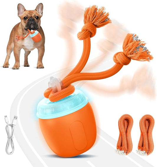 Interactive Dog Toys, Automatic Moving and Rolling Dogs Toy with Rope for Small Dogs, Motion-Activated Dog Ball to Keep Them Busy(Orange)