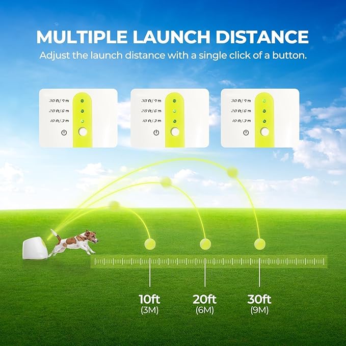 AFP Automatic Ball Launcher for Dogs, USB Rechargeable Interactive Dog Ball Thrower Machine, Auto Fetch Launcher for Small&Medium Dogs, Indoor Outdoor Puppy Play Toy, 3 Tennis Balls Included (2 Inch)