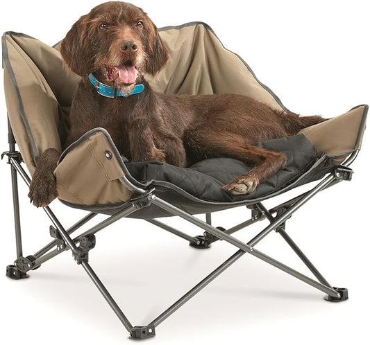 Guide Gear Padded Portable Pet Bed; Raised Outdoor Dog Couch, Cot Brown