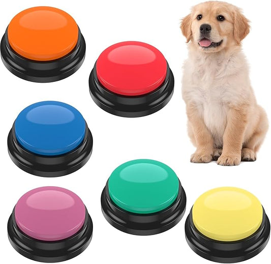 6Pcs Dog Talking Button Recordable Dog Communication Button Colorful Pet Training Buttons Battery Powered Pet Training Buzzer Clear Recording Dog Button Easy to Use for Dogs Pets Speech Home
