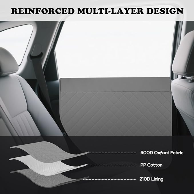 Dog Car Door Protector, 20% Larger Coverage Vehicle Door Cover,Car Door Guard Mat, Pet Door Panel Protector for SUVs Pickup Trucks, Protects Doors from Dog Scratching (Grey)