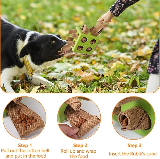 Dog Puzzle Toy, Dog Snuffle Ball, Interactive Puzzle Dog Toys for Small, Medium, Large Dog, Puppy Treat Dispenser, Cloth Strip Hiding Food Chew Toys(Green)