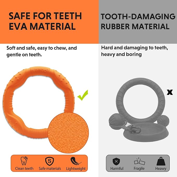 LaRoo Dog Flying Ring Toys, Floating Flying Dog Disc Toys, Summer Pet Training Outdoor Durable Chew Toys for Medium and Large Dogs (Medium Orange/22cm)