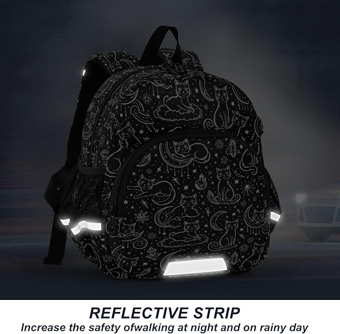 Cats Black White Toddler Backpack with Leash, Cute Preschool Backpack Baby Harness Bookbag, 10L