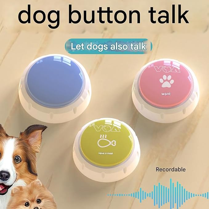 Dog Talking Buttons, Dog Communication Buttons, Pet Button for Communication with Big Touch Face, Pet Training Clicker, Cat-Talking Button, Pets Training Buzzer for Puppies and Cats