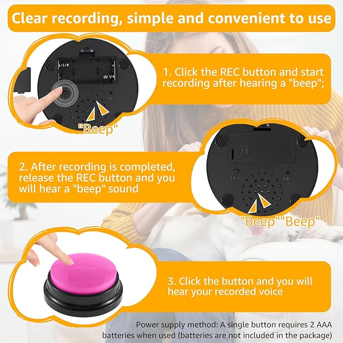 8Pcs Dog Buttons for Communication Voice, Recording Button Dogs for Words Talking and Answer, 30 Seconds Buttons Personalized Sound Answering Buzzer Best Toys fit Dog Tranning(8pcs)