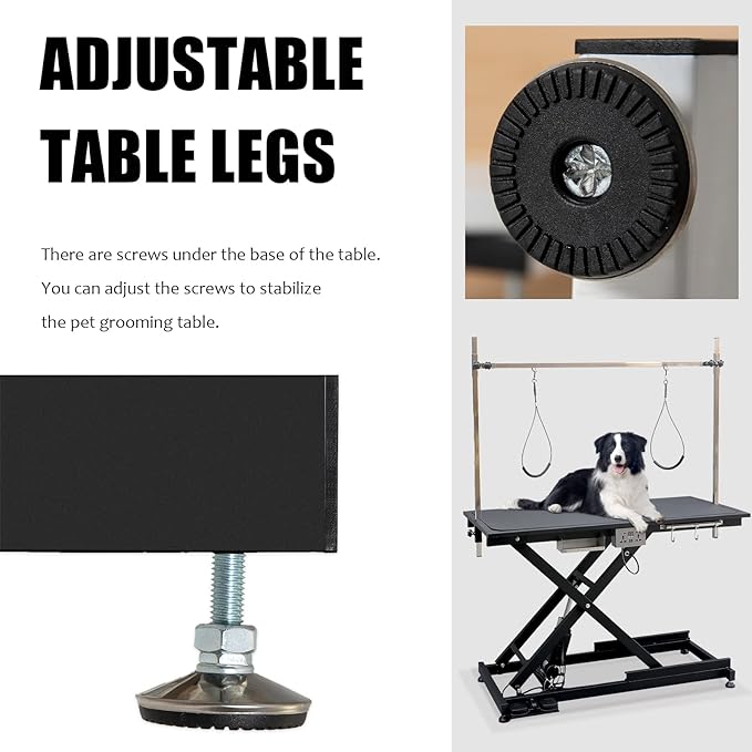 49.6” Pet Dog Grooming Table Adjustable Professional Trimming Table with Arms,Noose for Large Cat Shower Table, Maximum Capacity Up to 330LBS
