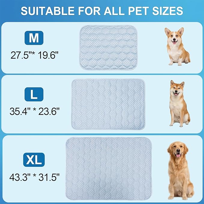 Dog Cooling Mat Q-MAX>0.5 Self-Cooling Mat for Dogs Crate Pad for Dogr, 2-in-1 Long-Lasting Cool Mats and Soft Kennel Pad for Dogs, Easy Washable Mat for Bed Crate Car