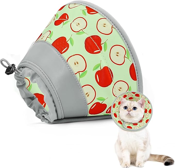 Cat Cone Collar Soft to Stop Licking, Adjustable, Foldable Lightweight Kitten Cones After Surgery Recovery for Cats & Kittens, Cat Cone Alternative, Easy Eating (AppleRed, S)