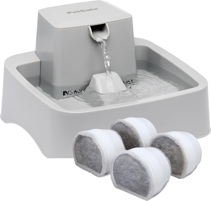 PetSafe Oasys 1/2 Gallon Pet Fountain for Cats and Small Dogs 1/2 Gallon Water Capacity Adjustable Flow Control Fresh, Filtered Water Easy to Clean - Extra Filters Included