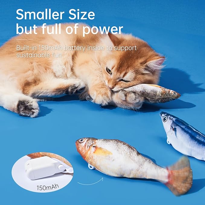 2 Packs Floppy Fish Cat Toy with Catnip, Flopping Fish Cat Toys Interactive for Indoor Cats, Realistic Moving Cat Fish Toy, Rechargeable Plush Interactive Cat Toys for Cats, Kittens and Adult Cats