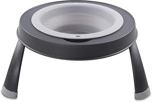 Dexas Pets Single Elevated Pet Feeder/Pet Bowl, Large/ 4 Cup Capacity, Light Gray
