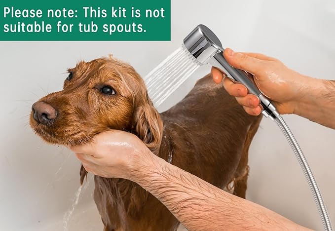3 Mode Dog Shower Attachment, High Pressure Handheld Sprayer with ON/OFF Switch, Metal Diverter and 3/4" GHT and 1/2" NPT Quick Disconnect Adapter for Outdoor and Indoor Pet Bathing