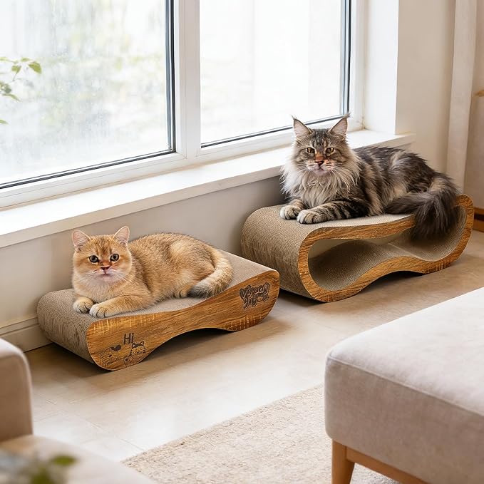 Cat Scratcher, 2 In 1 Cat Scratch Board for Scraching & Napping, Cat Scratchers for Indoor Cats Scratching Post Pad Couch Lounger Cardboard Cat Bed Furniture Protector from Cat Claws, Large 27.44 Inch