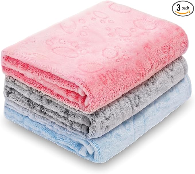 LeapSheep Pet Blankets for Dogs Cats - 3Pack Heart Pattern Super Soft Fluffy Dog Blankets for Small Medium Large Doggy Kitten (Light, Large)