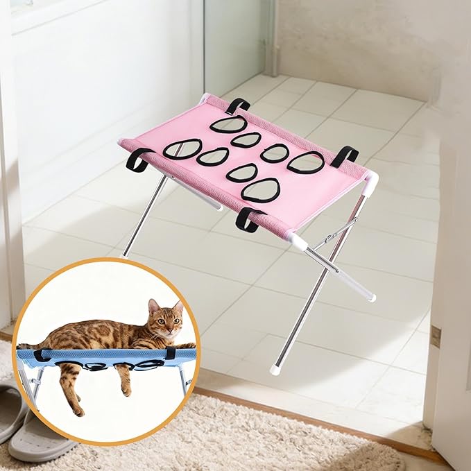 Pet Grooming Hammock Hanging Harness Hanger, Multi Functional Hammock Helper with for Picking Ears, Grooming, Pink