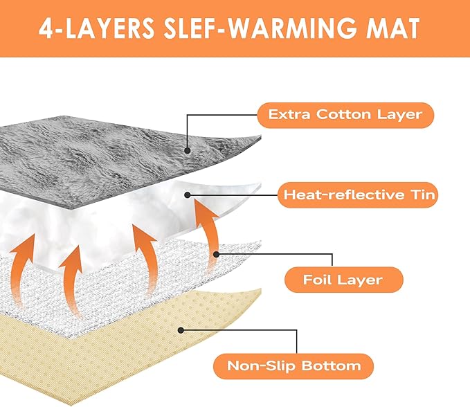 Self Warming Cat Bed,Self Heating Cat Dog Mat,Soft Extra Warm Thermal Pet Pad for Indoor Outdoor, Washable Cover Non-Slip Bottom Dog Thermal Blanket (23.7" x 17.8")