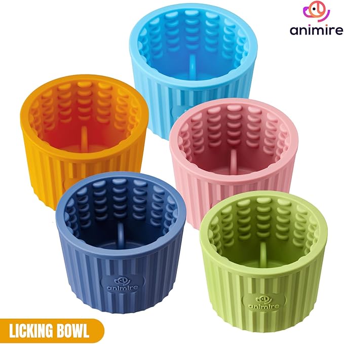 Dog Lick Bowl, Anxiety Relief Dog Licking Mat Freezer Treat Dispenser, Non-Slip Anti-Choking Silicone Slow Feeder Lick Bowl for Small Medium & Large Breed Dogs, BPA Free(Orange,S)