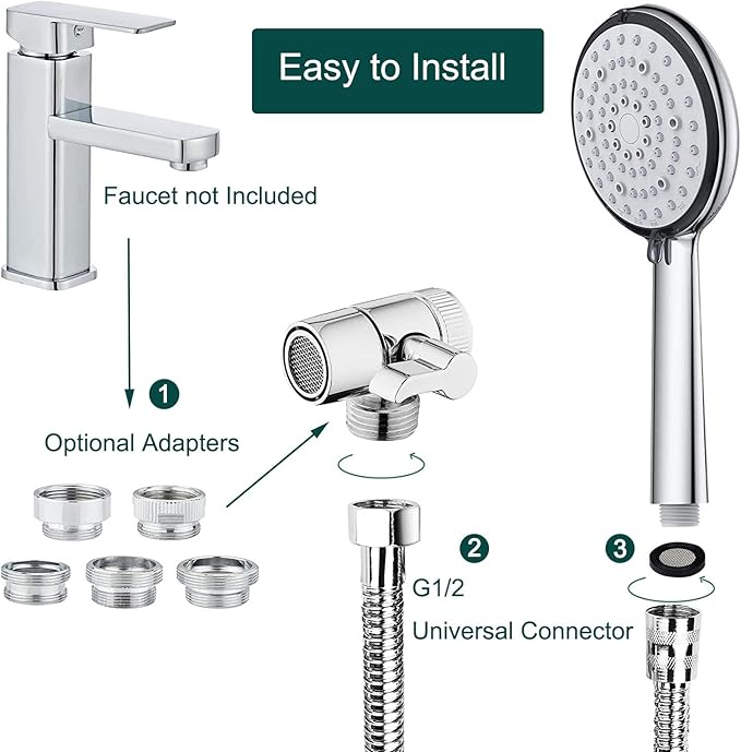 Sink Sprayer Attachment for Faucet,6 Mode Shower Head,Extension Sink Hose Sprayer for Shower,Pet Washing,Bathtub,Kitchen Faucet, Garden Rinse,Utility Laundry Tub