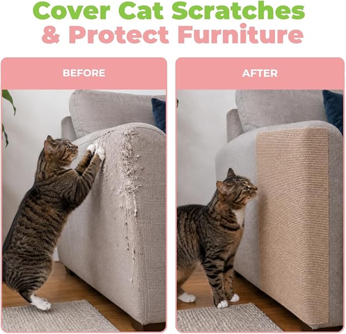 Best Pet Supplies Catify Cat Scratcher, Fun Interactive Scratchers, Posts, Poles, Claw Safe, Furniture Saver Indoor Play Support Natural Cat Behaviors Heavy Duty - Beige Mat - L: 78"