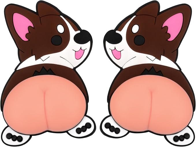 Car Door Anti Collision Protector Bumper Protector Sticker 2 Pcs PVC Cute Cartoon Stickers 3D Silicone Butt Anti Scratch Animal Funny Corgi Soft Car Body Decoration High Elasticity Protects The Paint
