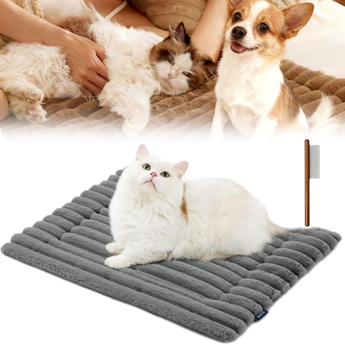 Self Warming Pet Bed, Self Warming Pet Mat, Cordless Machine Washable Selfs Warmings Pet Beds for Cats Dogs, Pets Selfs Warmings Mats for Indoor (Gray, 23 * 35)