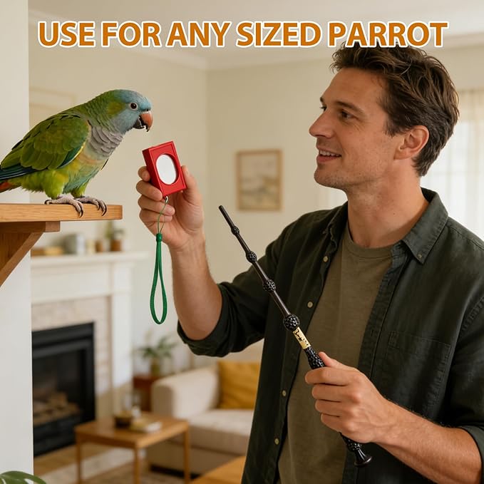 Parrot Training Clicker with Target Stick, Getting Started Bird Clicker Training Kit, All Bird Breeds Training Stick Foster Discipline and Behavior Training, for Parrots Birds Lovers