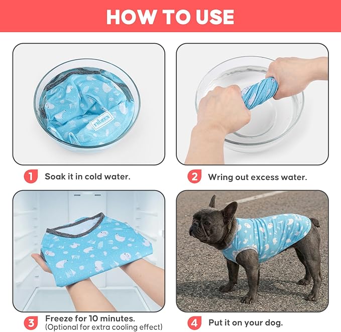KYEESE 2Pack Dog Cooling Shirt, Breathable Dog Shirt for Small Dogs, Sun Protection Dogs Cooling Vest Tank Top, Lightweight Soft Sleeveless Summer Pet Clothes, Polar Bear+Ice, M
