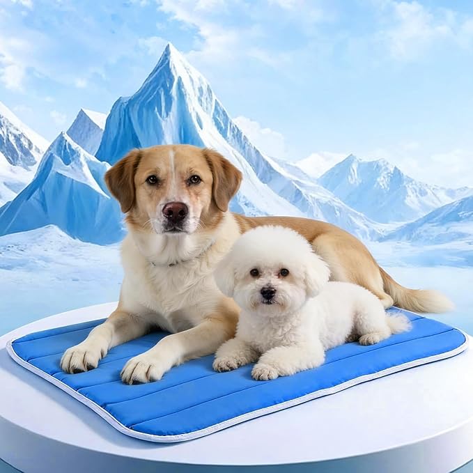 Dog Cooling Mat, Cold Memory Sponge Cooling Mat for Dog, Foldable Crate Pet Bed & Non-Slip, (Q-Max > 0.45) Long-Lasting Cool & Keep Your Pet Cool (XX-Large - 51x43 Inch)